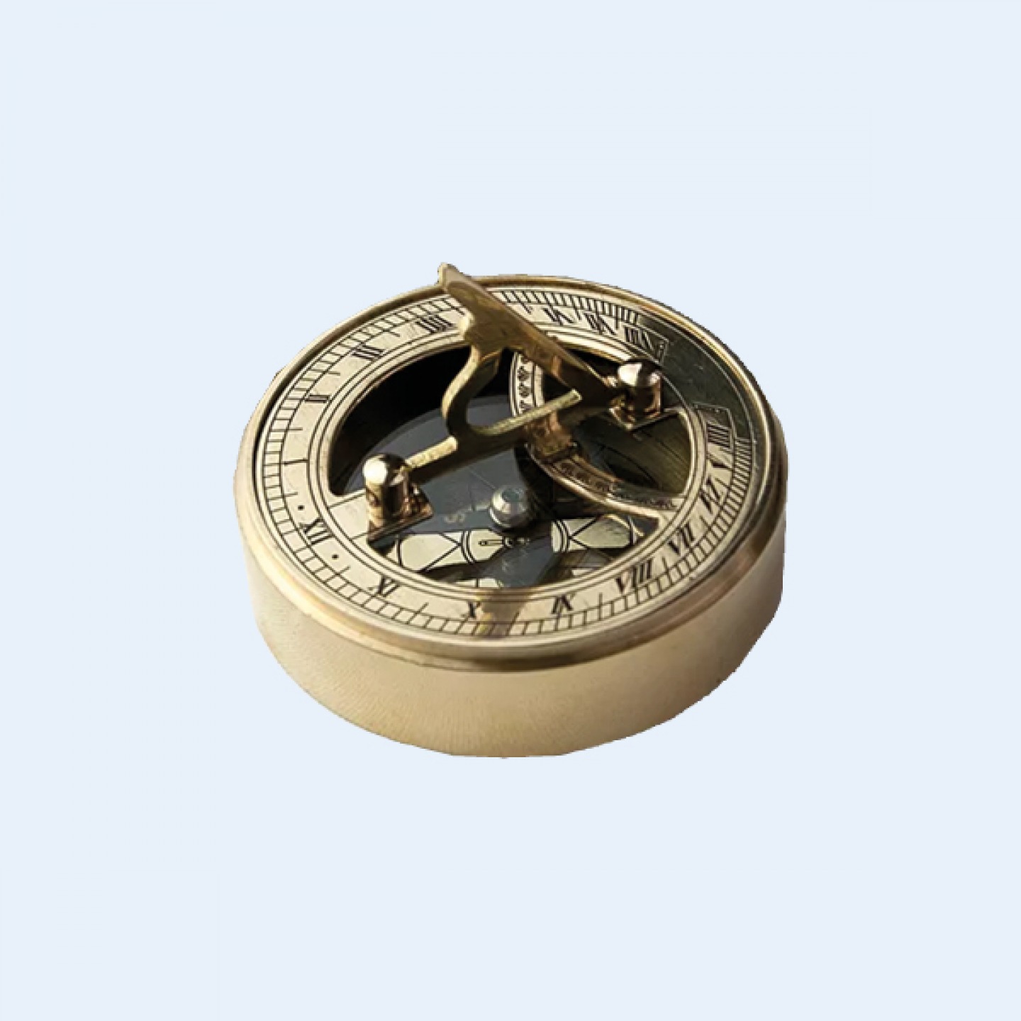 Personalised brass compass and sundial