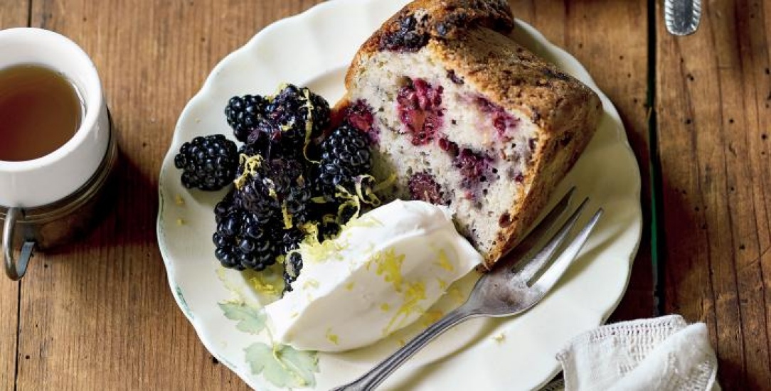 Slice of blackberry cake