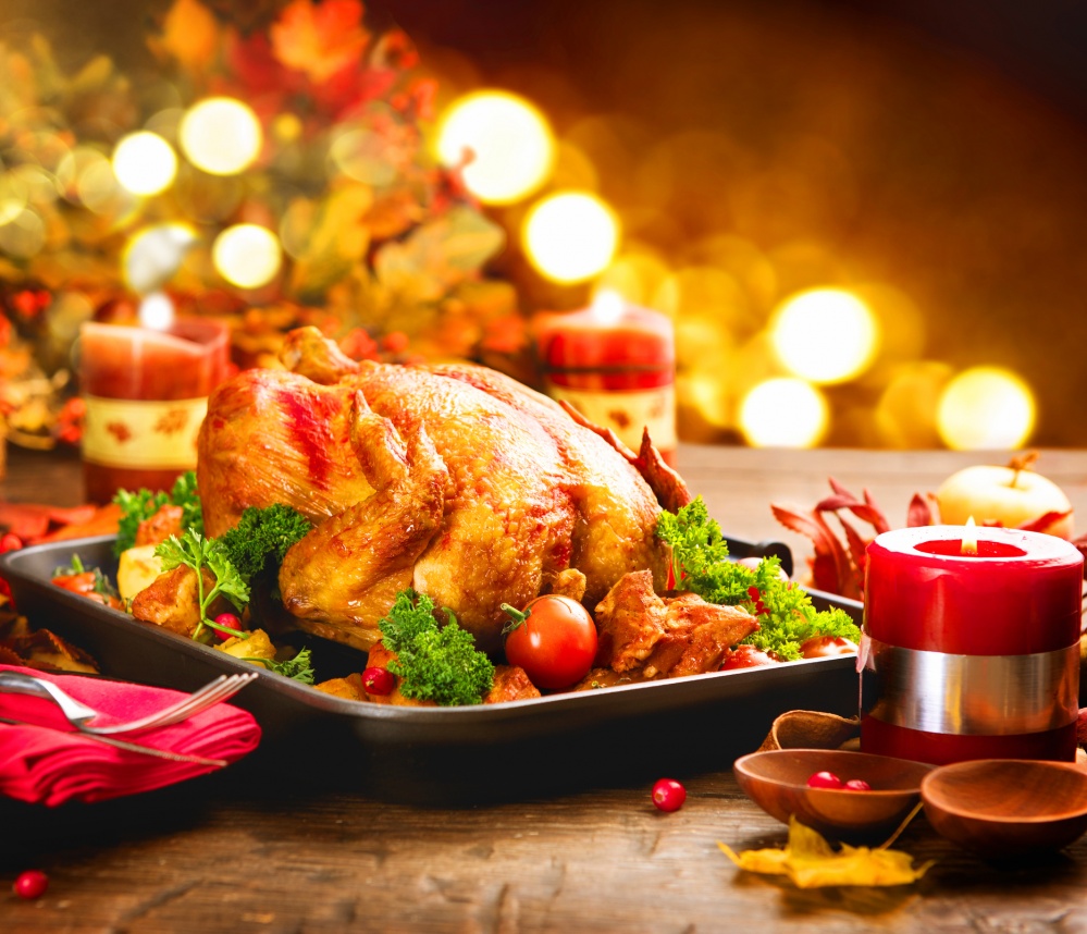 Christmas dinner with a turkey