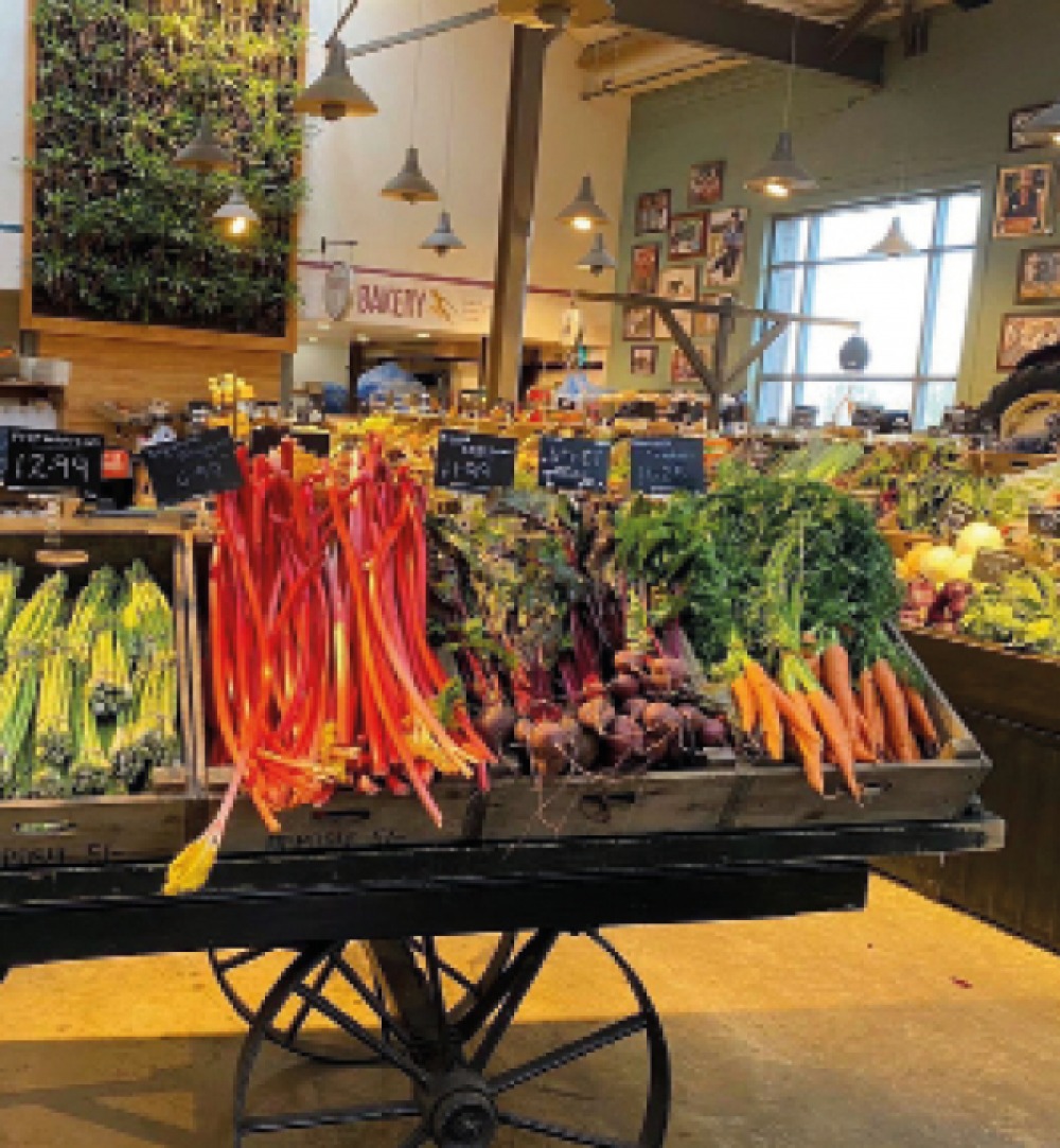 Fresh produce on a wagon in store