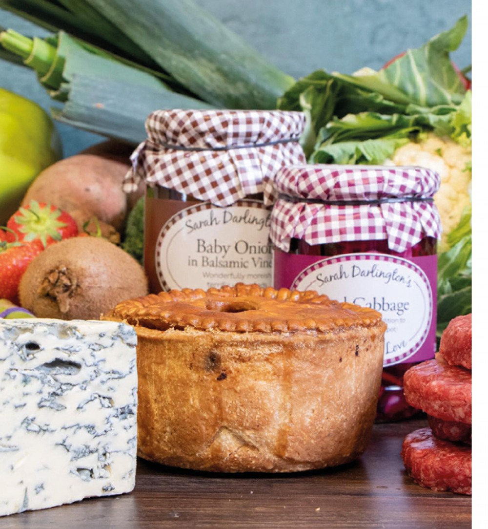pie, cheese and preserves