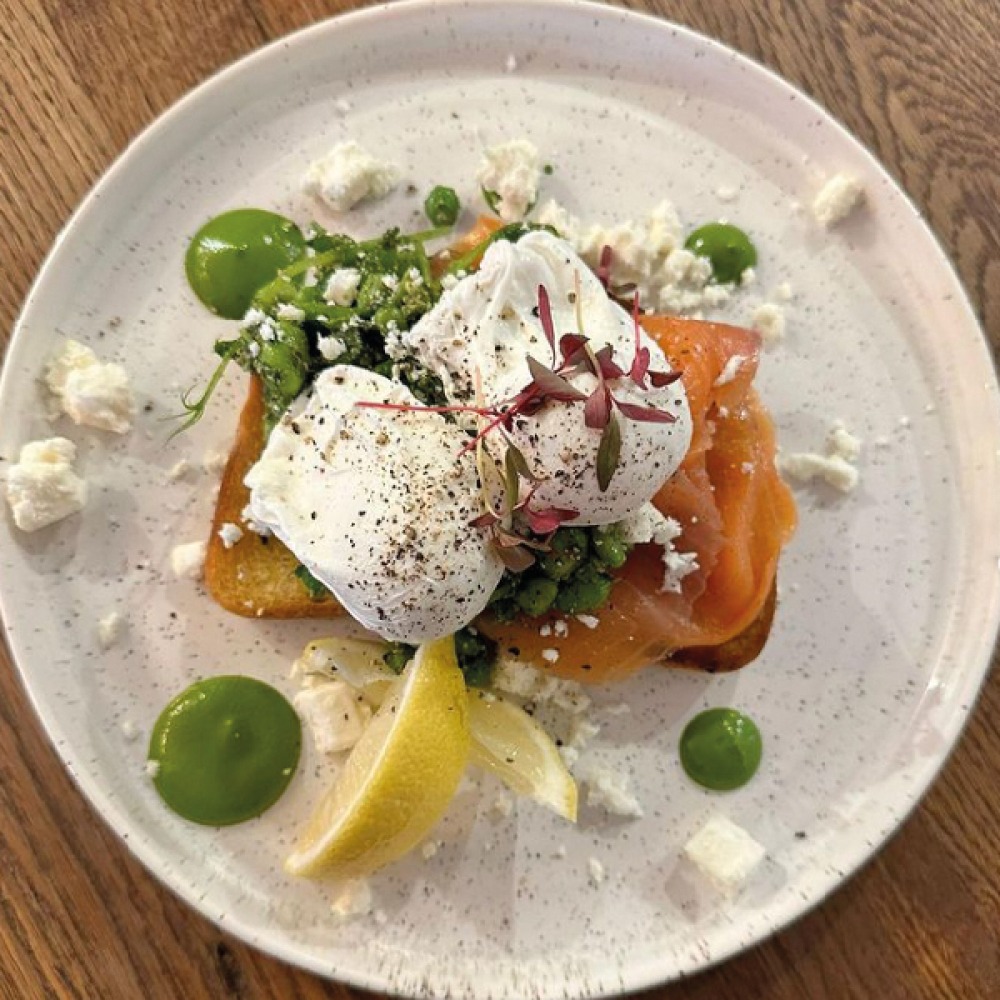 Poached eggs on salmon from Nibble