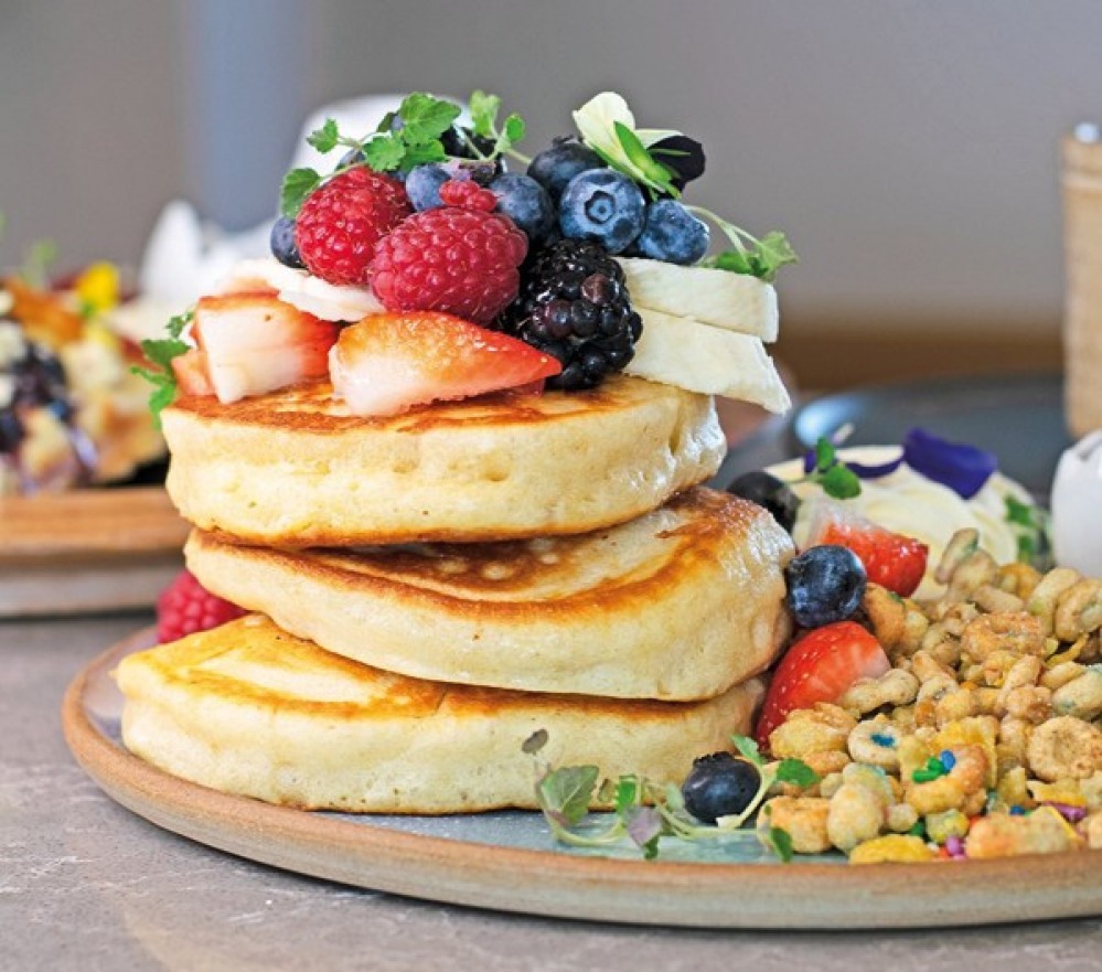 Fruity pancake stack from The Wild Plum