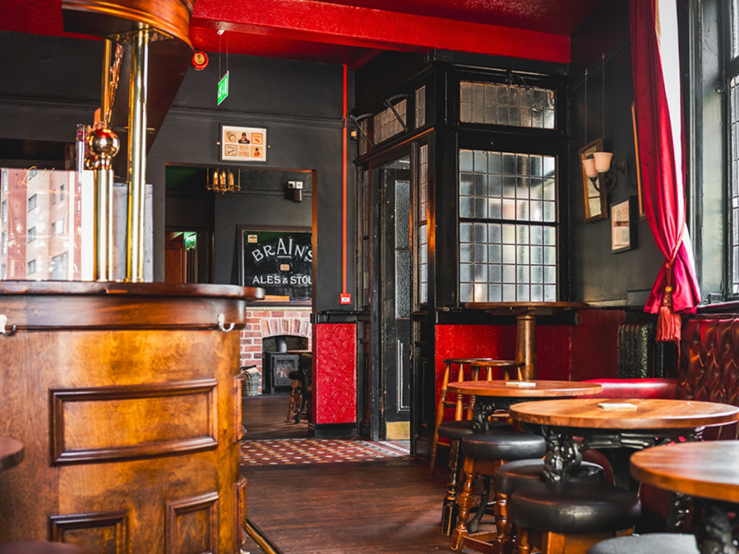pub with traditional decor and wooden bar