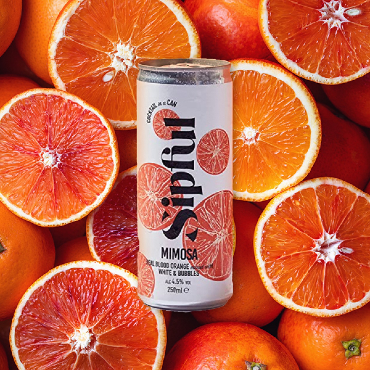 Drinks can placed over blood oranges
