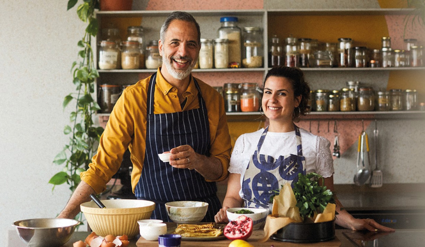 Yotam Ottolenghi and Noor Murad cooking