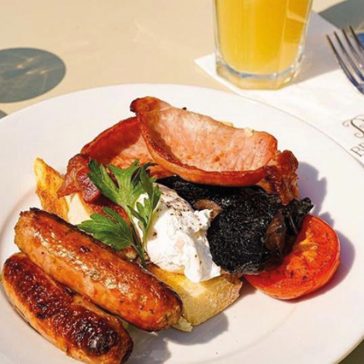 Cooked breakfast at Glasshouse Café at Bradley Gardens