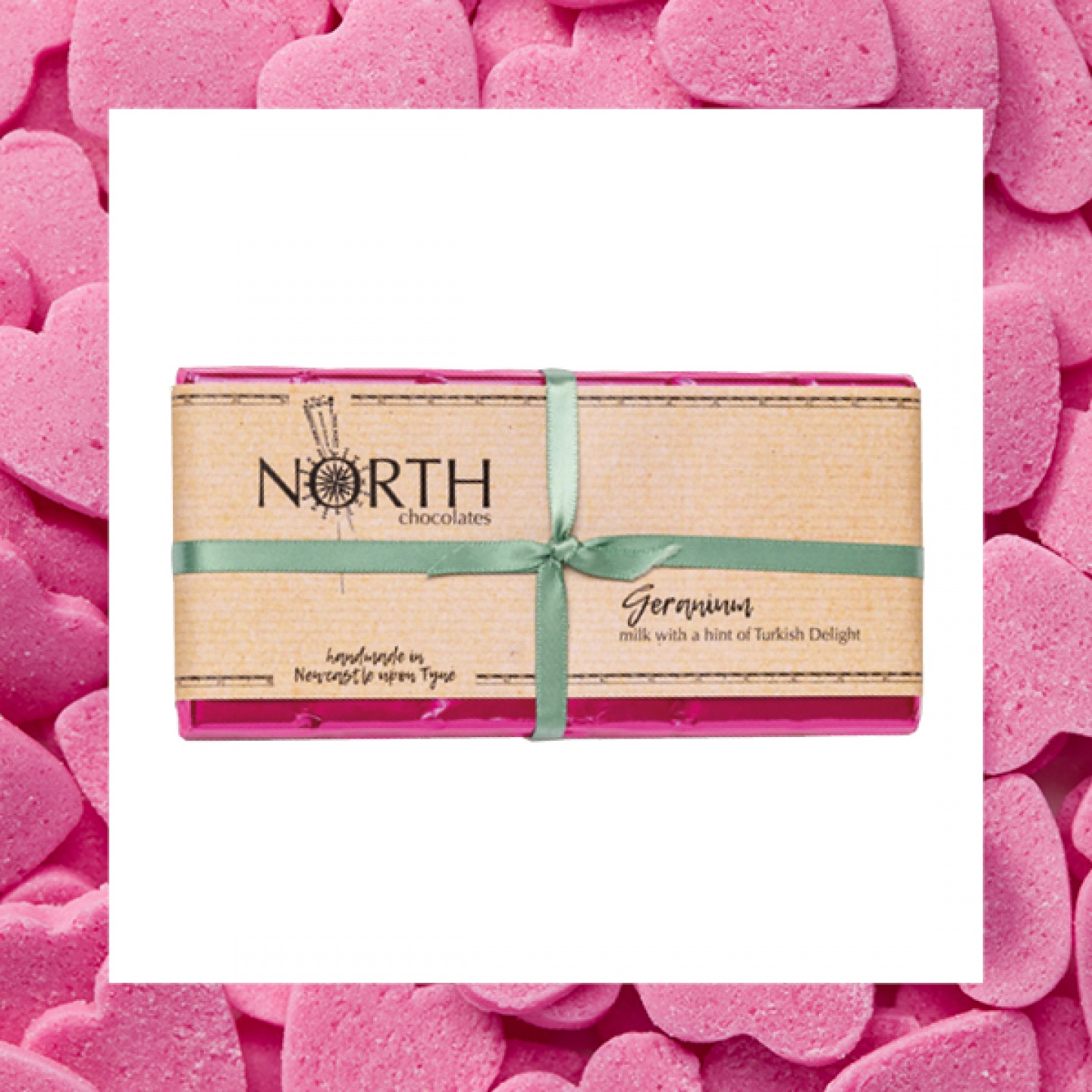 Milk chocolate with geranium rose