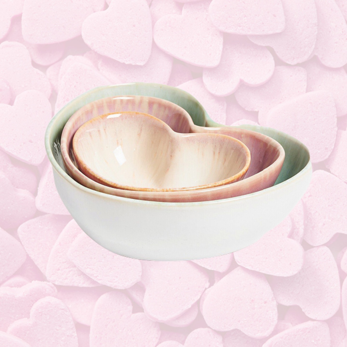 Ceramic heart bowl (set of three)