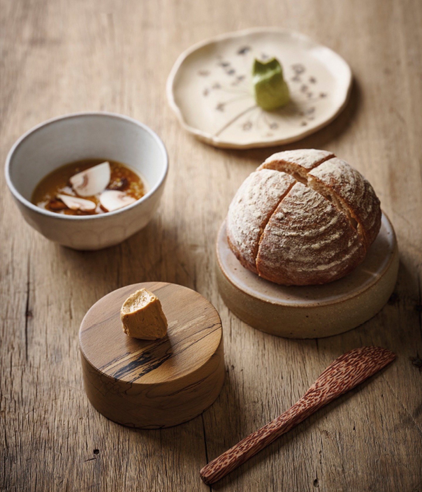 Salt Brewery IPA Bread - Old Winchester Custard - Beer Vinegar - Shiitake