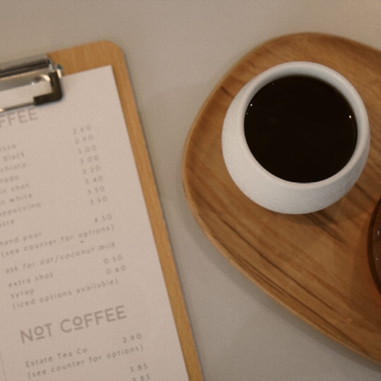 Coffee and a menu