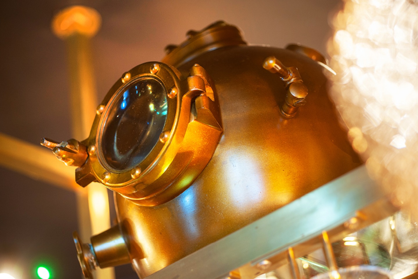 Antique brass diving helmet