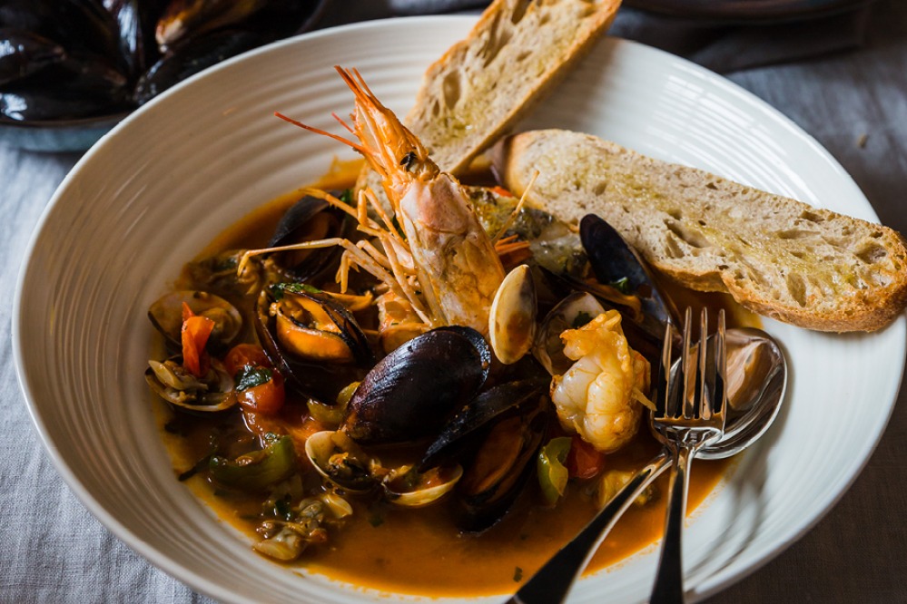 Seafood dish at La Locanda
