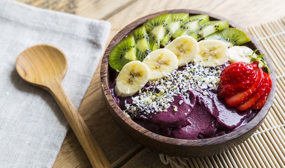Acai bowl topped with fruit at The Forest Boost