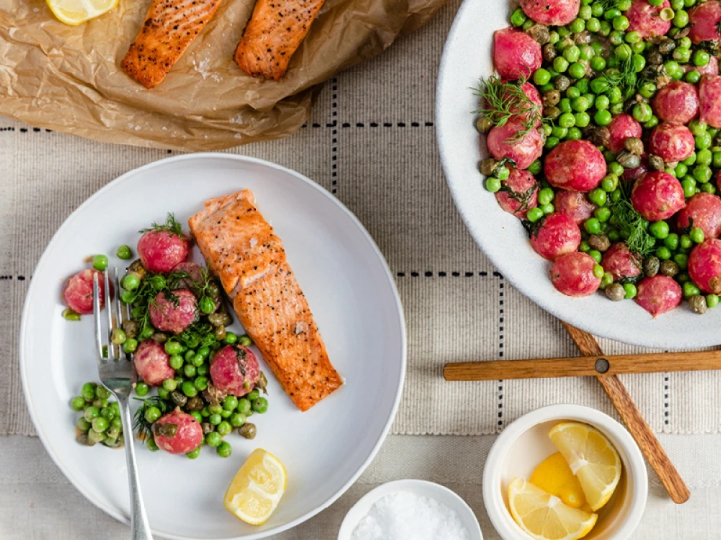 Roast Trout with Peas and Miso Sauce