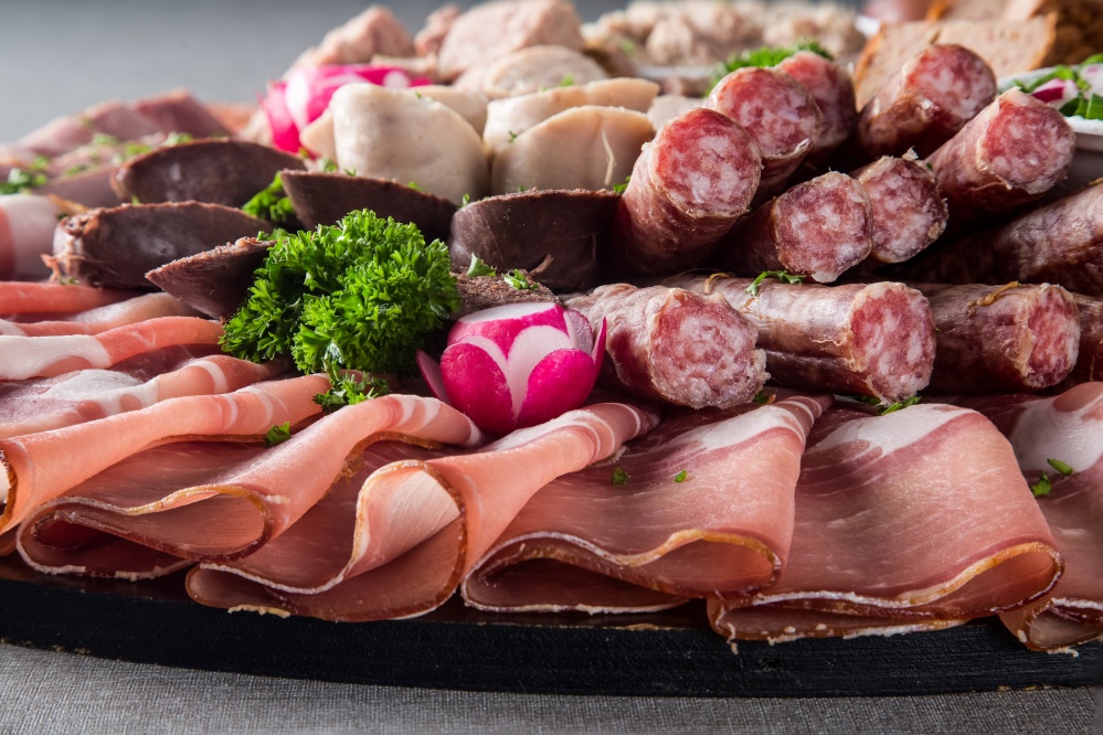 Assortment of meat delicatessen on a plate