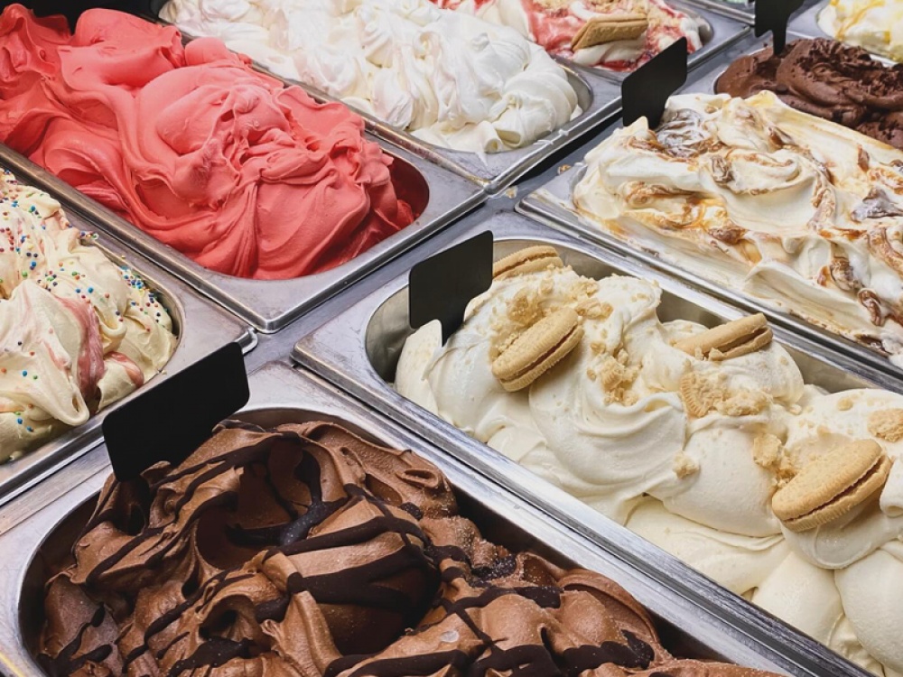 Selection of ice cream flavours