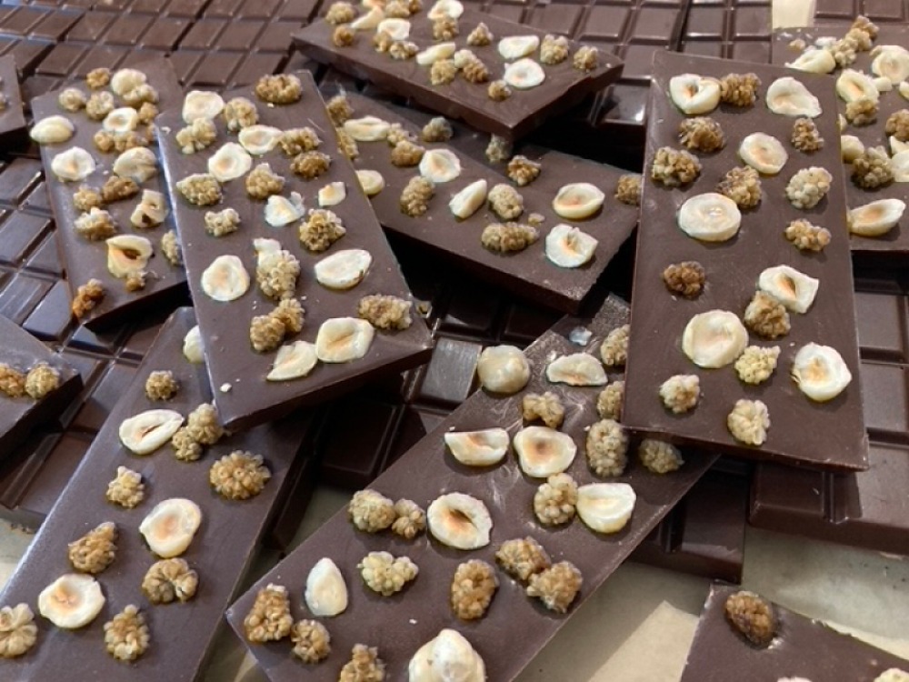 chocolate bars with banana and nuts