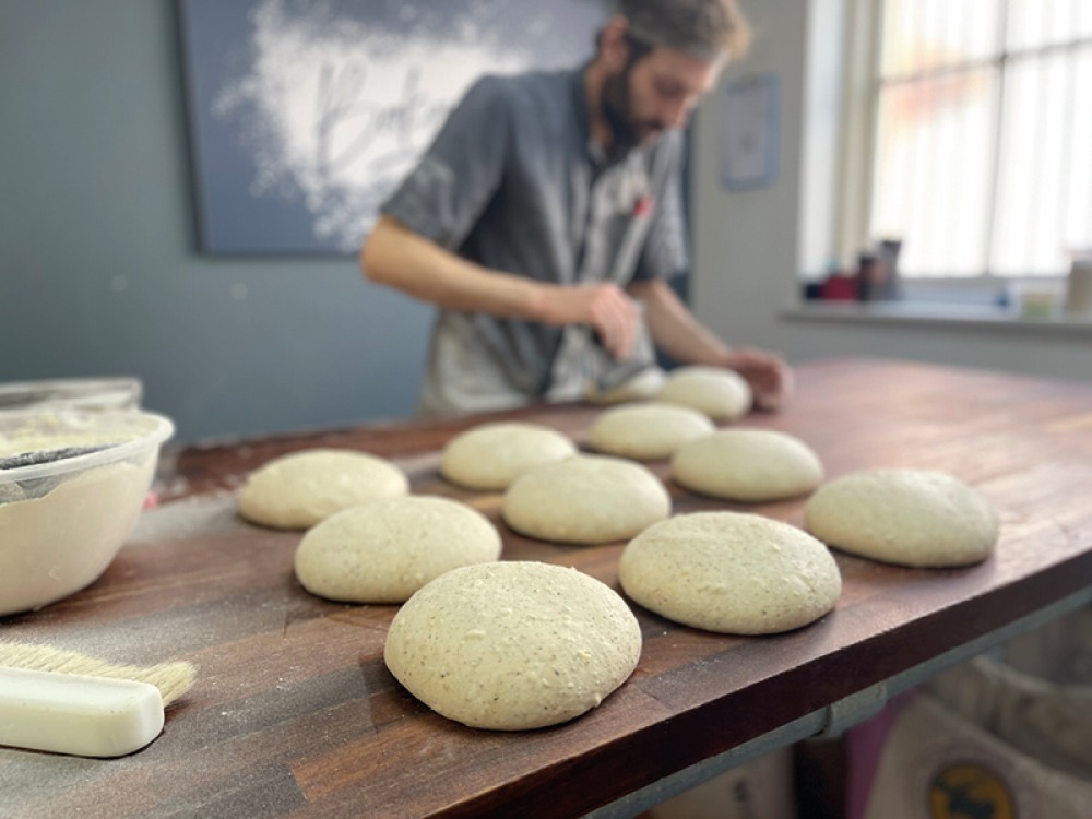 Dan making dough