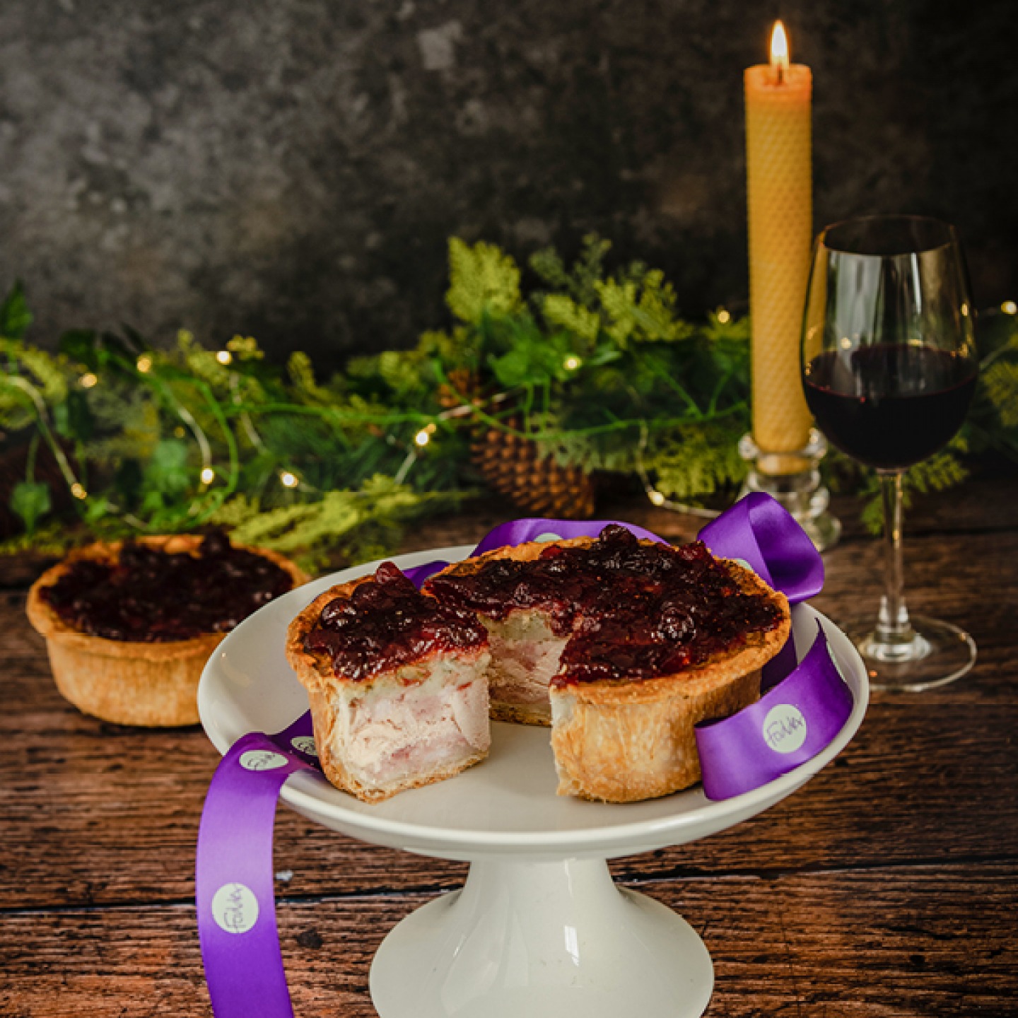 Savory pie with berries on top
