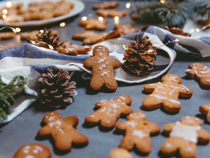 people in a market food hall