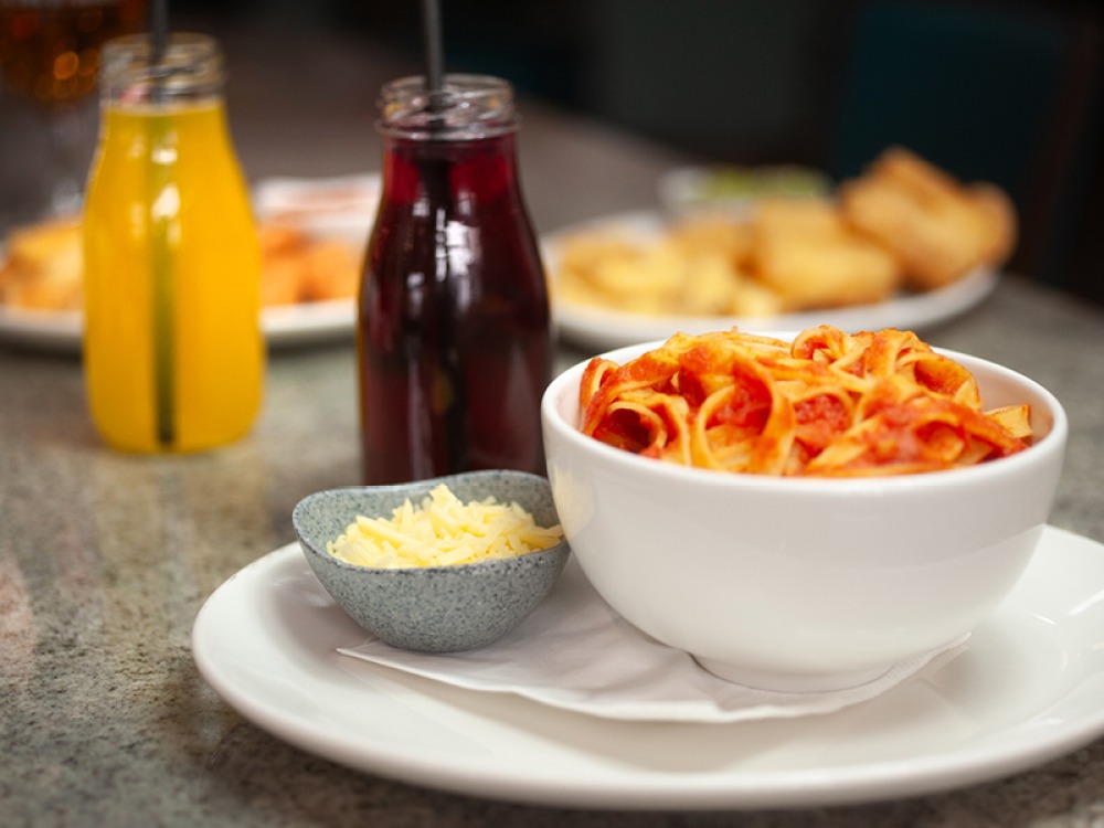 kids pasta meal from Trenchers