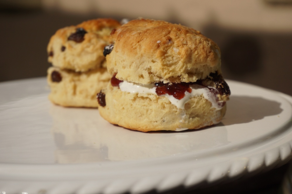 Scone with jam and cream