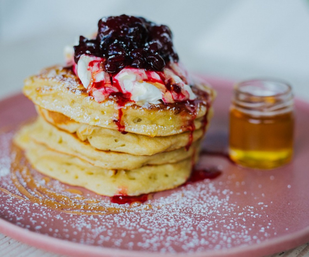 Pancake stack at Brew and Brownie