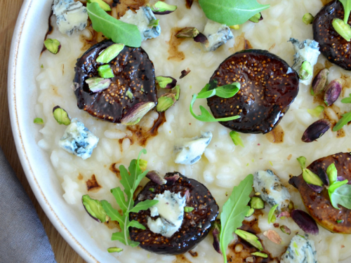Figs, Pistachio and Gorgonzola Cheese Risotto