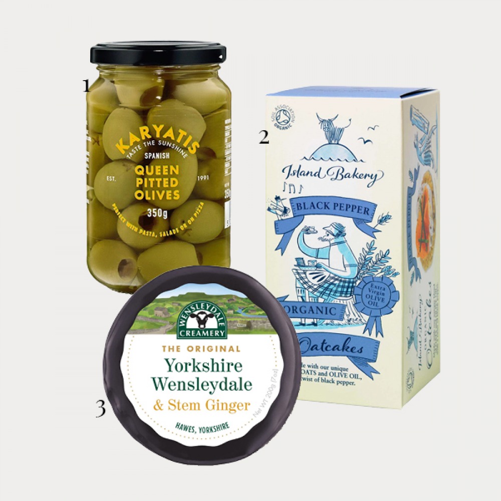 olives, cheese and oatcakes