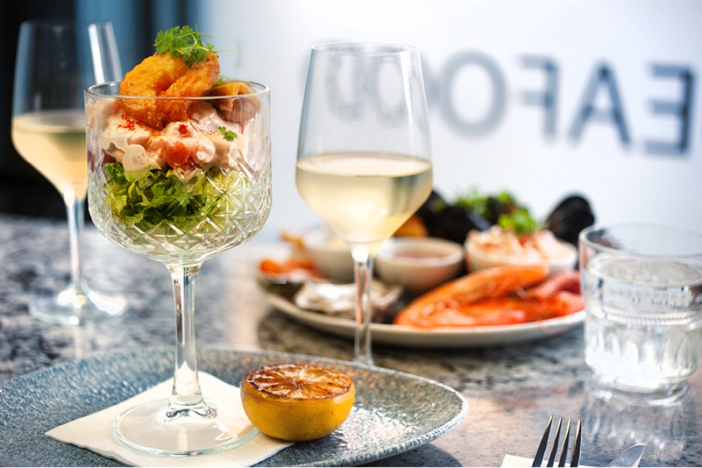 Prawn Cocktail in a cut glass stemmed dish