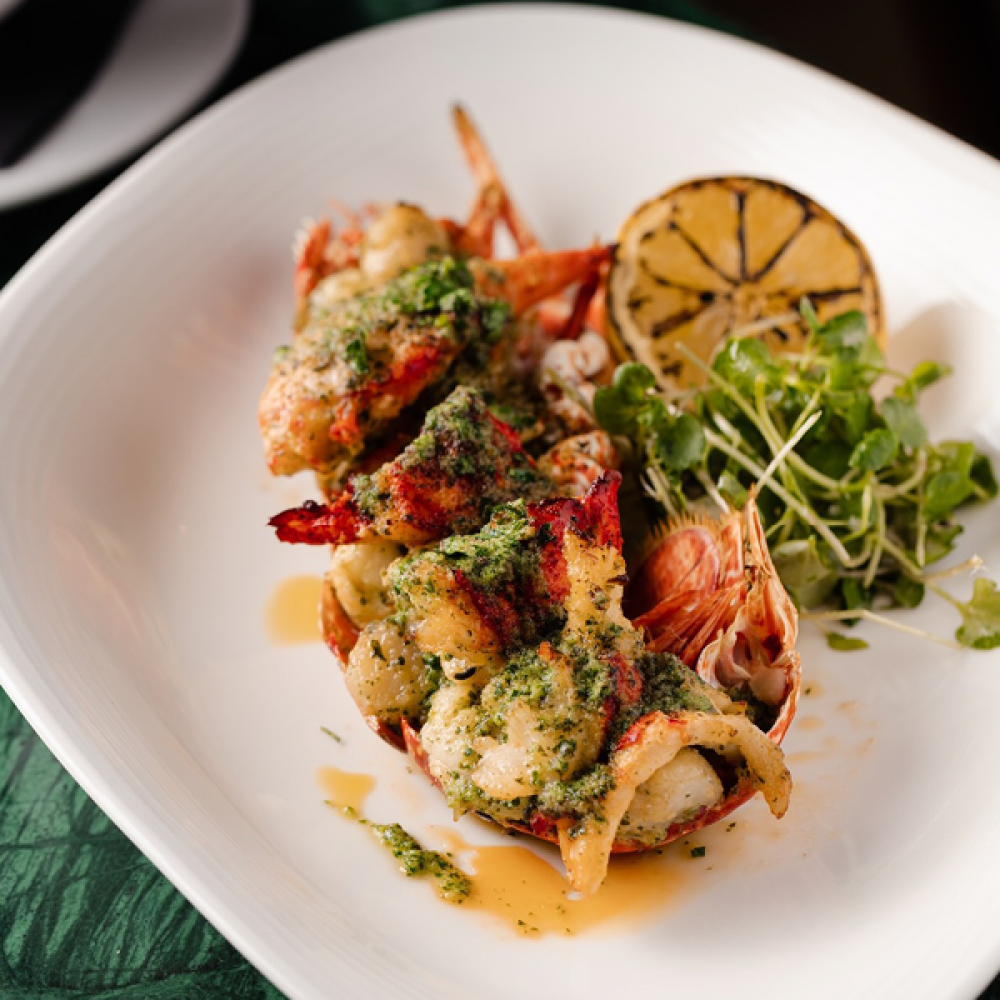 lobster with green dressing