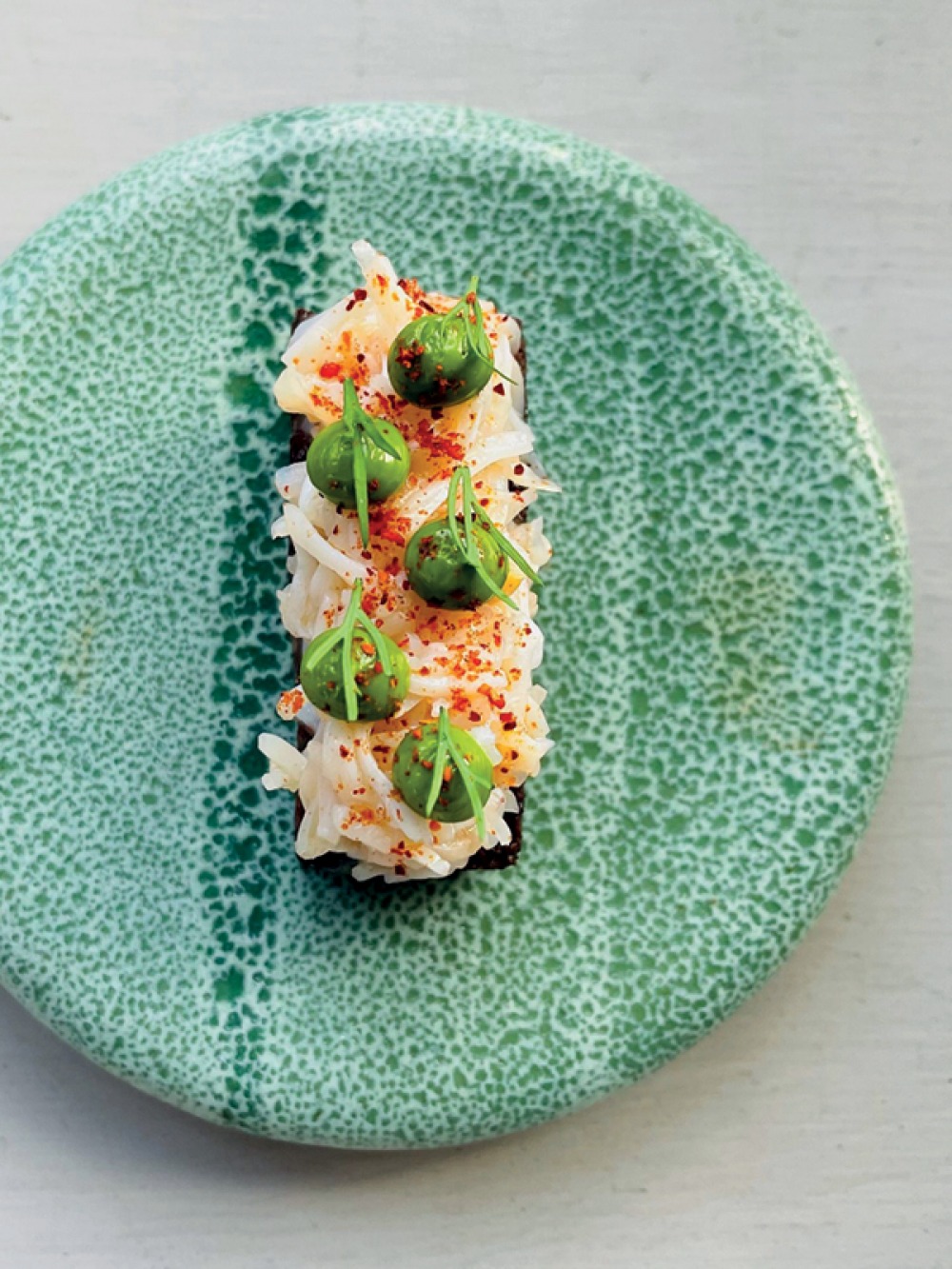 Ariel view of Michelin-starred food served on a plate