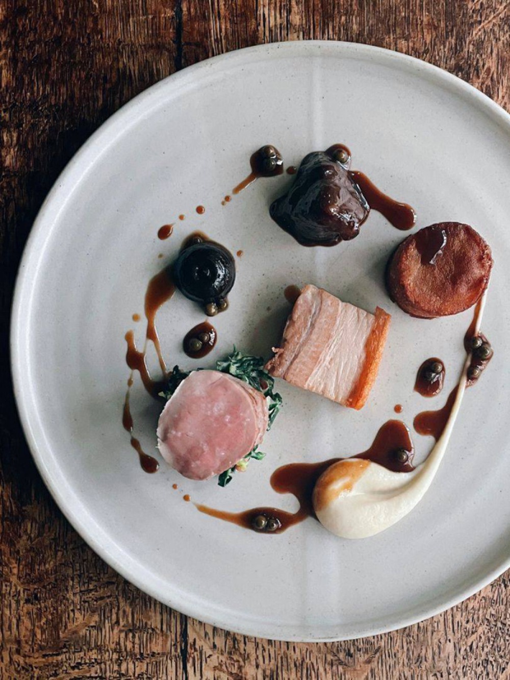 Ariel view of Michelin-starred food served on a plate