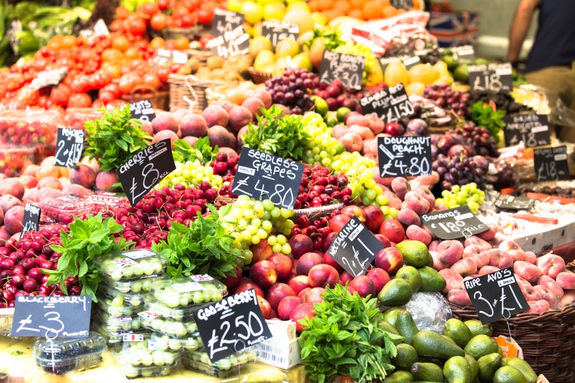 Fresh fruit and vegetables at a market