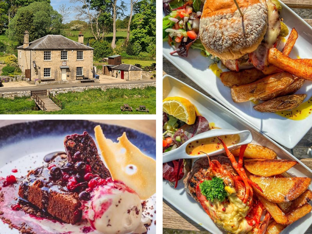 Top Left: The Ox Inn, Bottom Left: Caboose at Blyth Boathouse, Right: Bewicks Kitchen & Coffee House