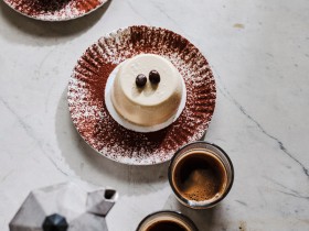 Irish Cream Pannacotta with Chocolate Coffee Beans
