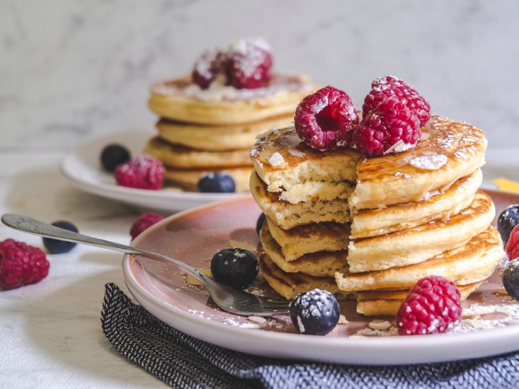 pancake stack with fruit