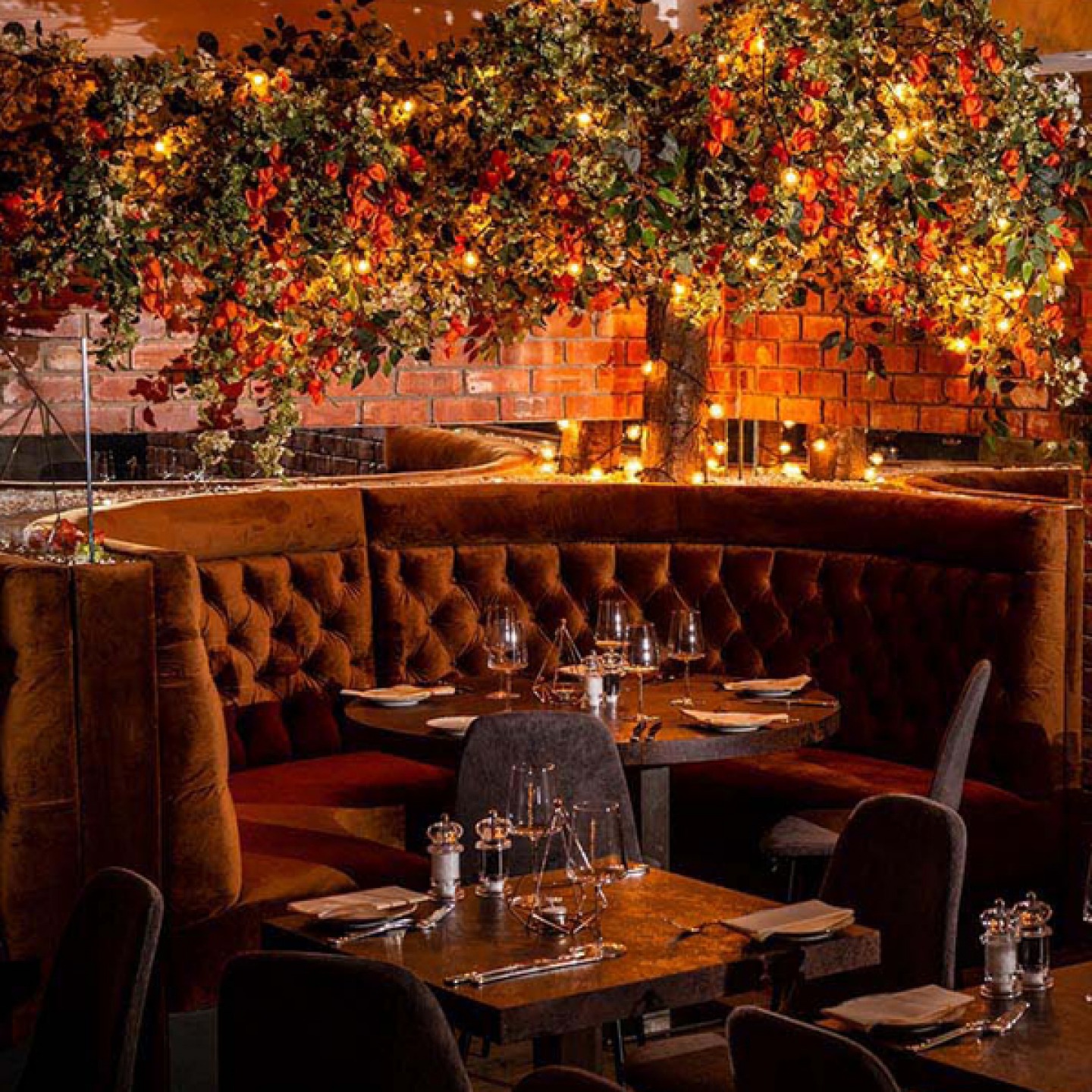 darkly lit restaurant