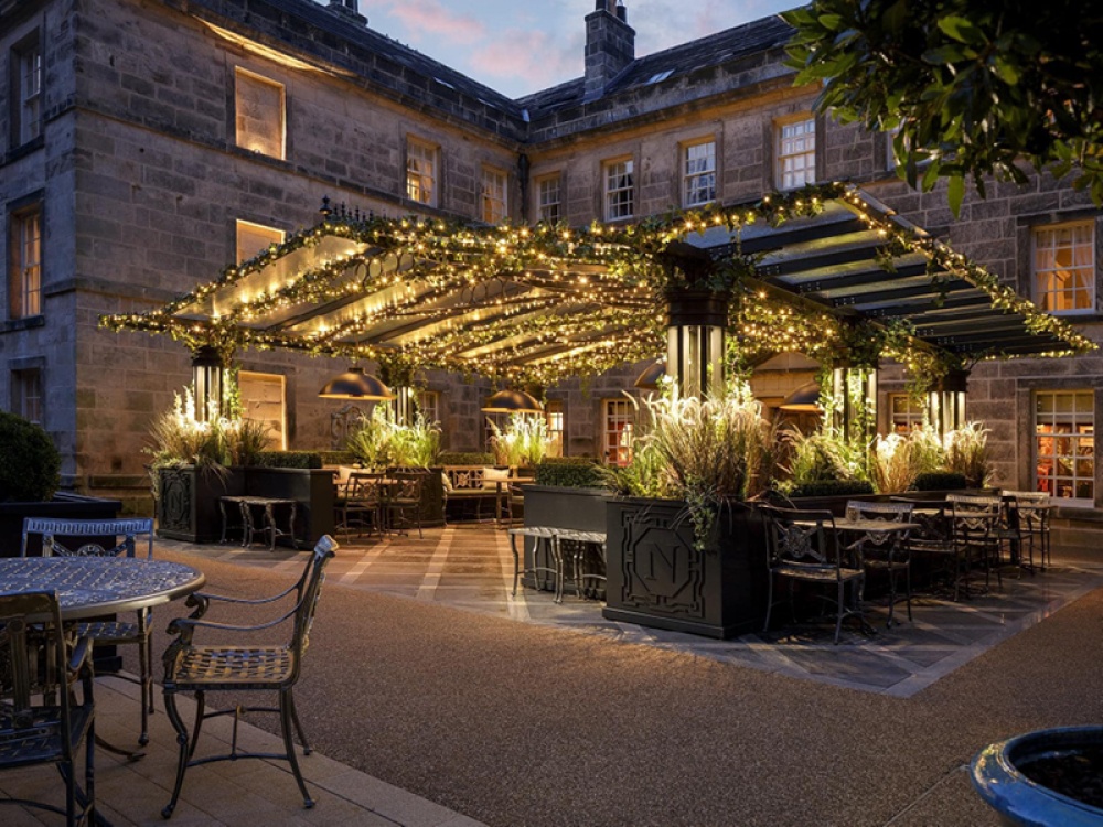 fairy lights outdoor sitting