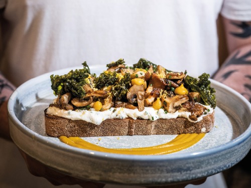 Rise's Wild Mushrooms with Ricotta and Butternut Ketchup