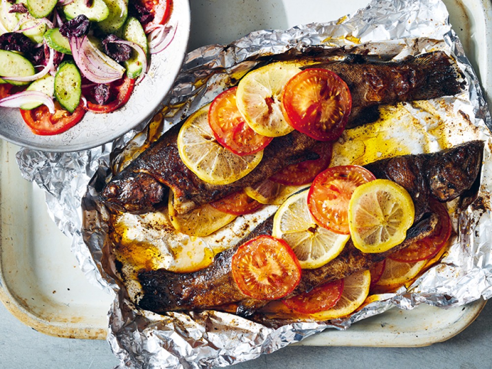 Baked Trout with Baharat, Tomato and Lemon