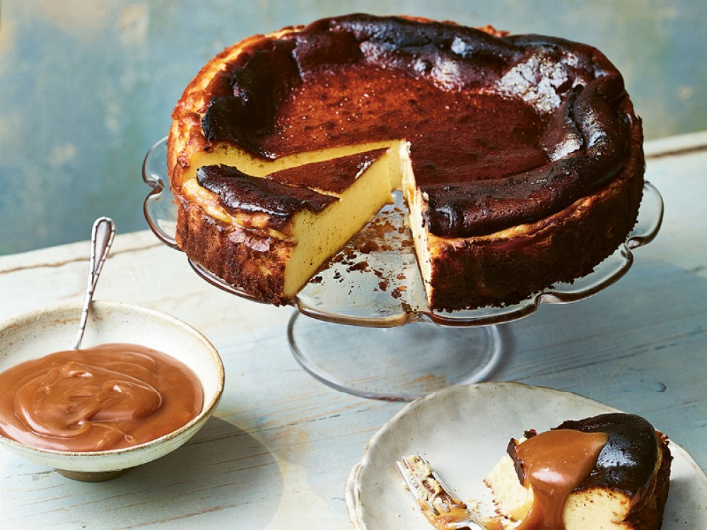 Burnt Basque Cheesecake with Caramel Sauce