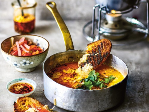 Spicy Sichuan Fondue with Chinese Pickles