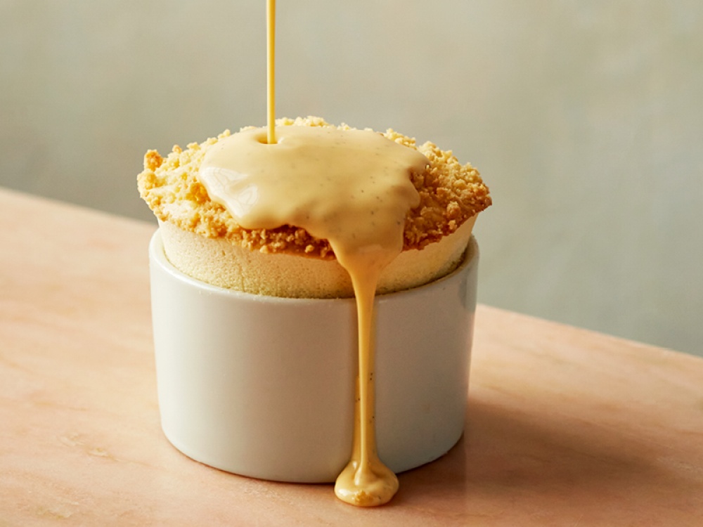Peach Crumble Soufflé