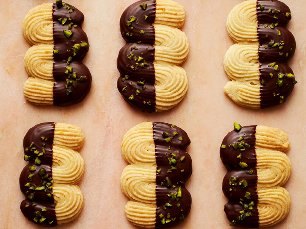 Pistachio and Orange Viennese Whirls