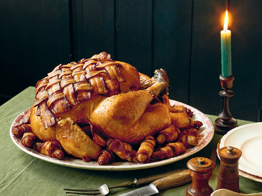 Roast Turkey with a Bacon Lattice