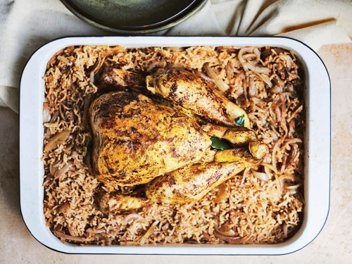 Whole Roast Cinnamon Chicken with Rice