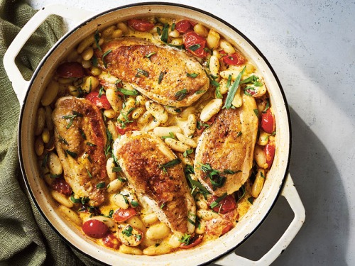 Chicken with Cannellini Beans, Tomatoes, Cream and Dijon Mustard