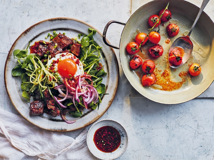 Oyster and Peppercorn  Rib-Eye Steak and Egg